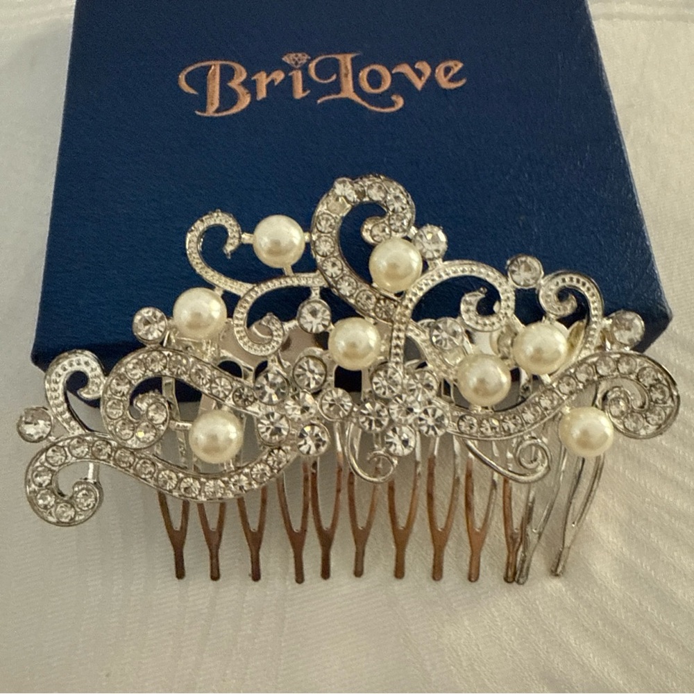 Silver and White Hair Accessories with Crystal Designs